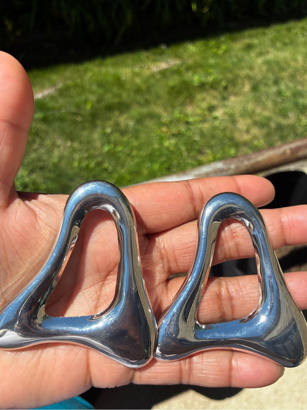 Modern Sculptural Silver-Tone Metal Earrings